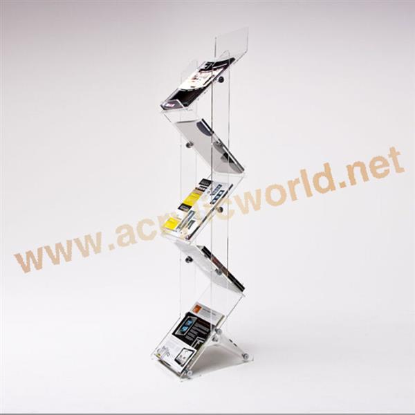 floor standing clear acrylic magazine display shelf